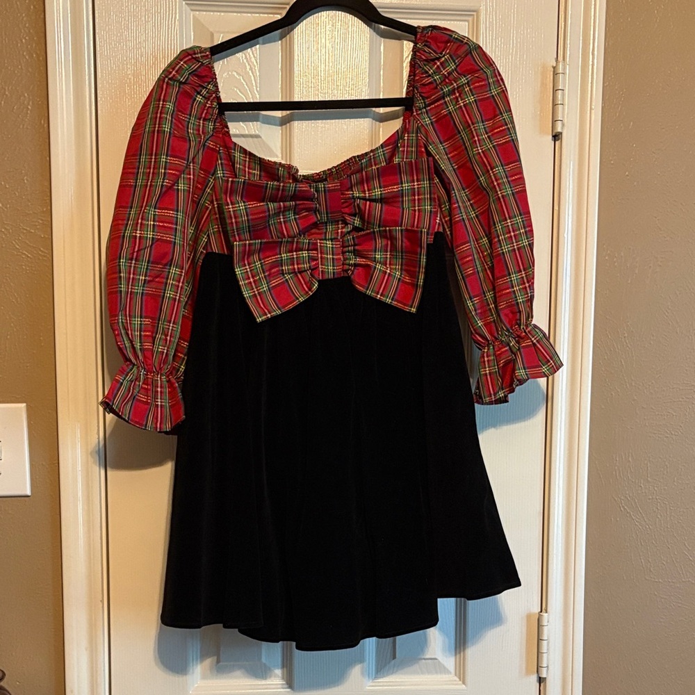 Briana Cannon NWT plaid velvet dress